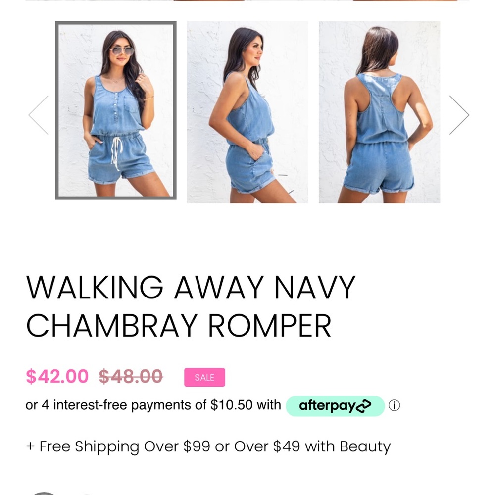 Pink Lily Denim Romper